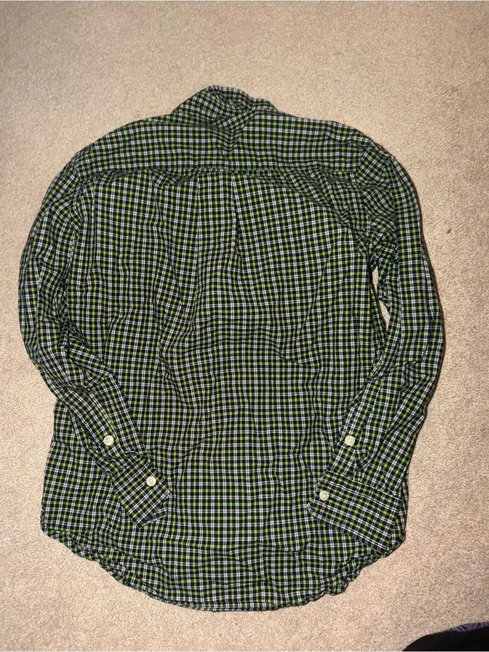 Polo Ralph Lauren Green and Black Plaid Button-Down Shirt Medium size 10-12